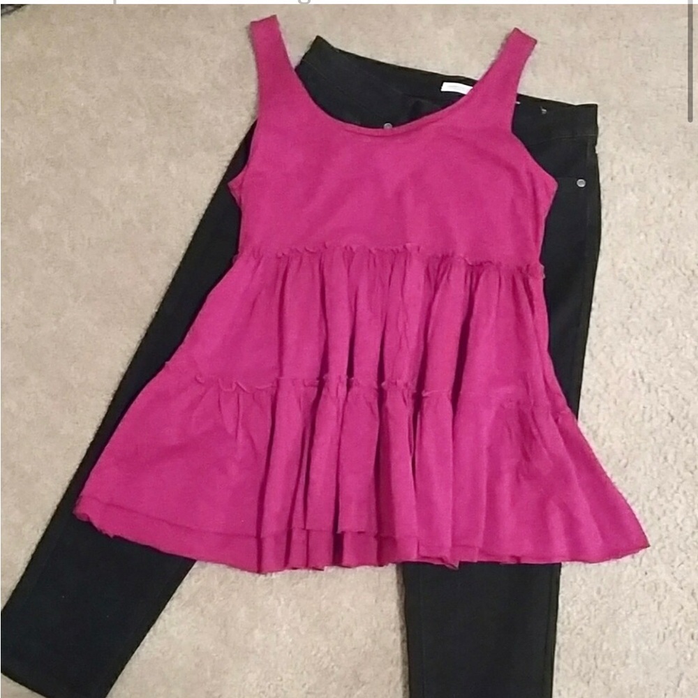 Pink top, ruffled/tiered NWT